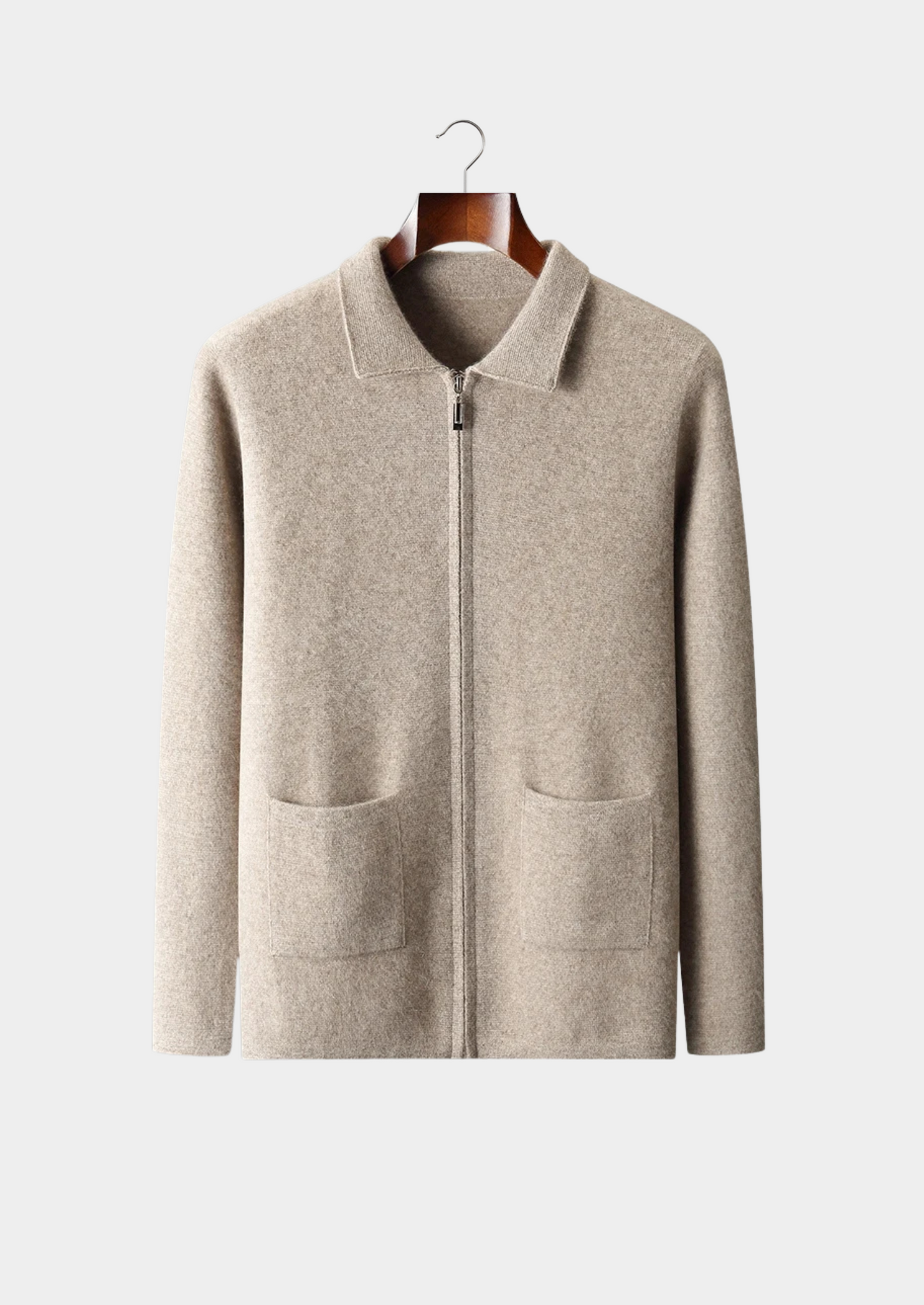 Cashmere Zipper Cardigan Gray