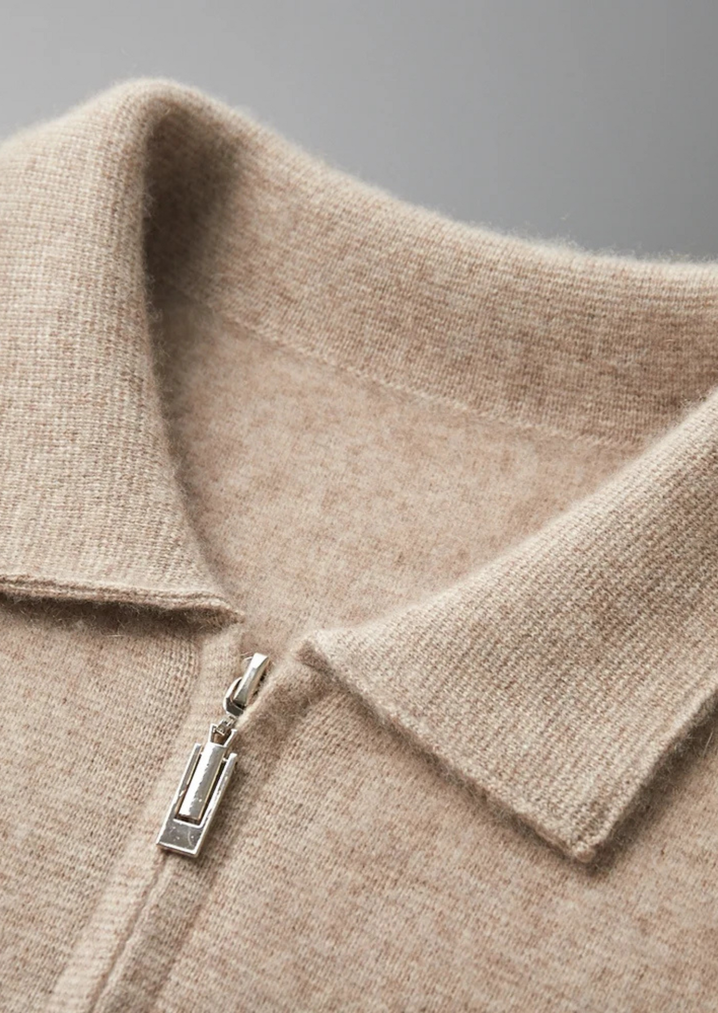 Cashmere Zipper Cardigan Gray