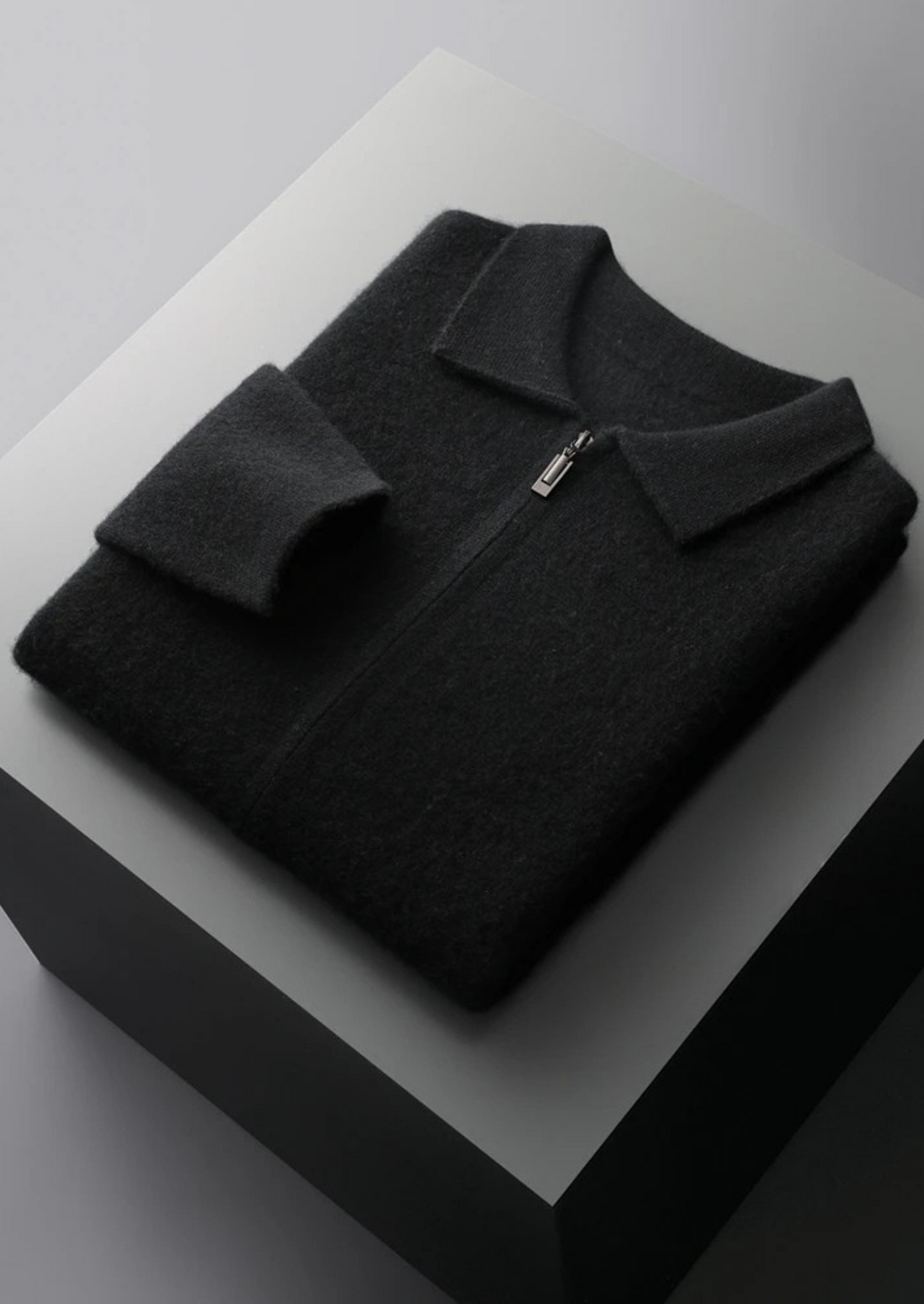 Cashmere Zipper Cardigan Gray