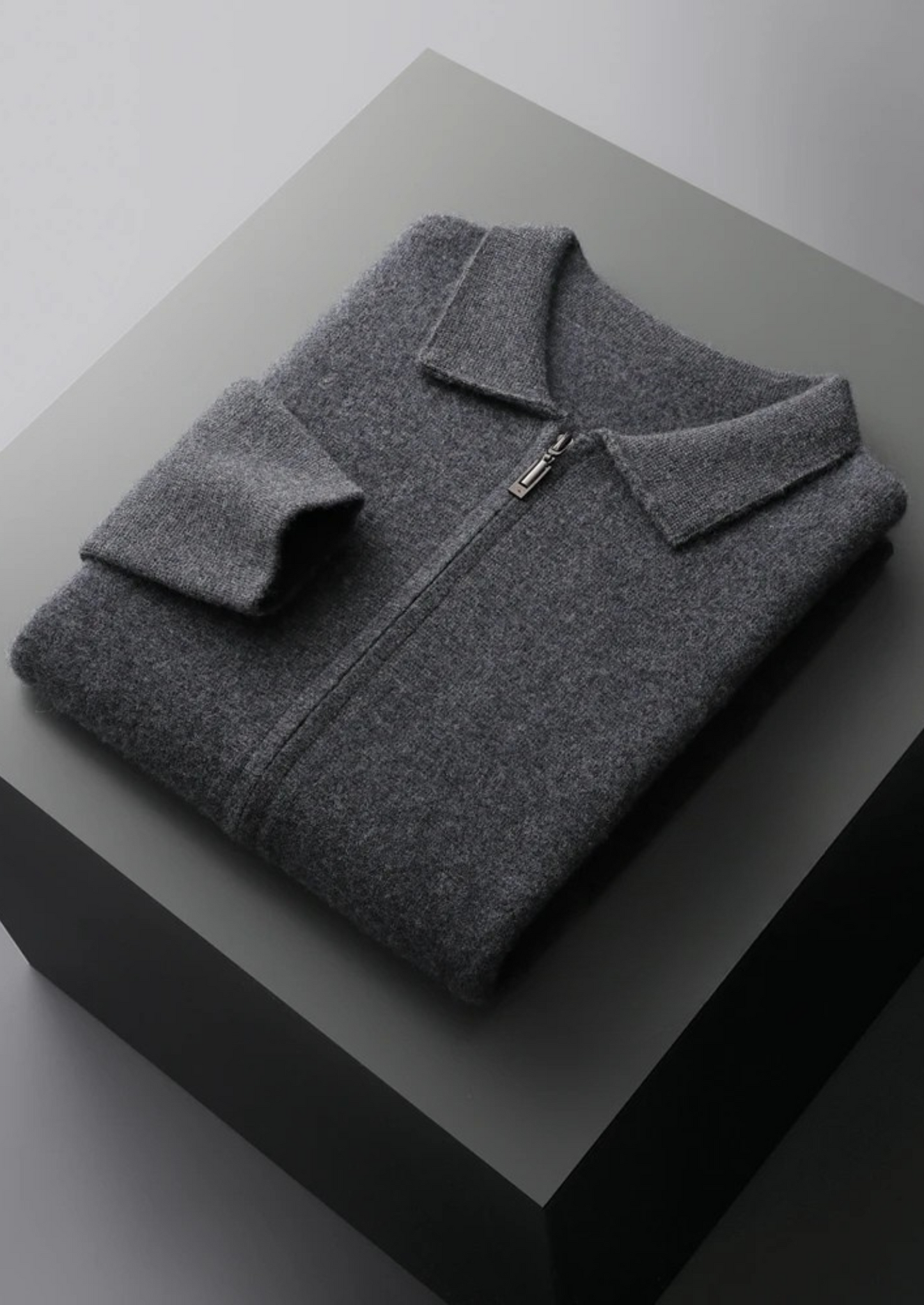 Cashmere Zipper Cardigan Gray
