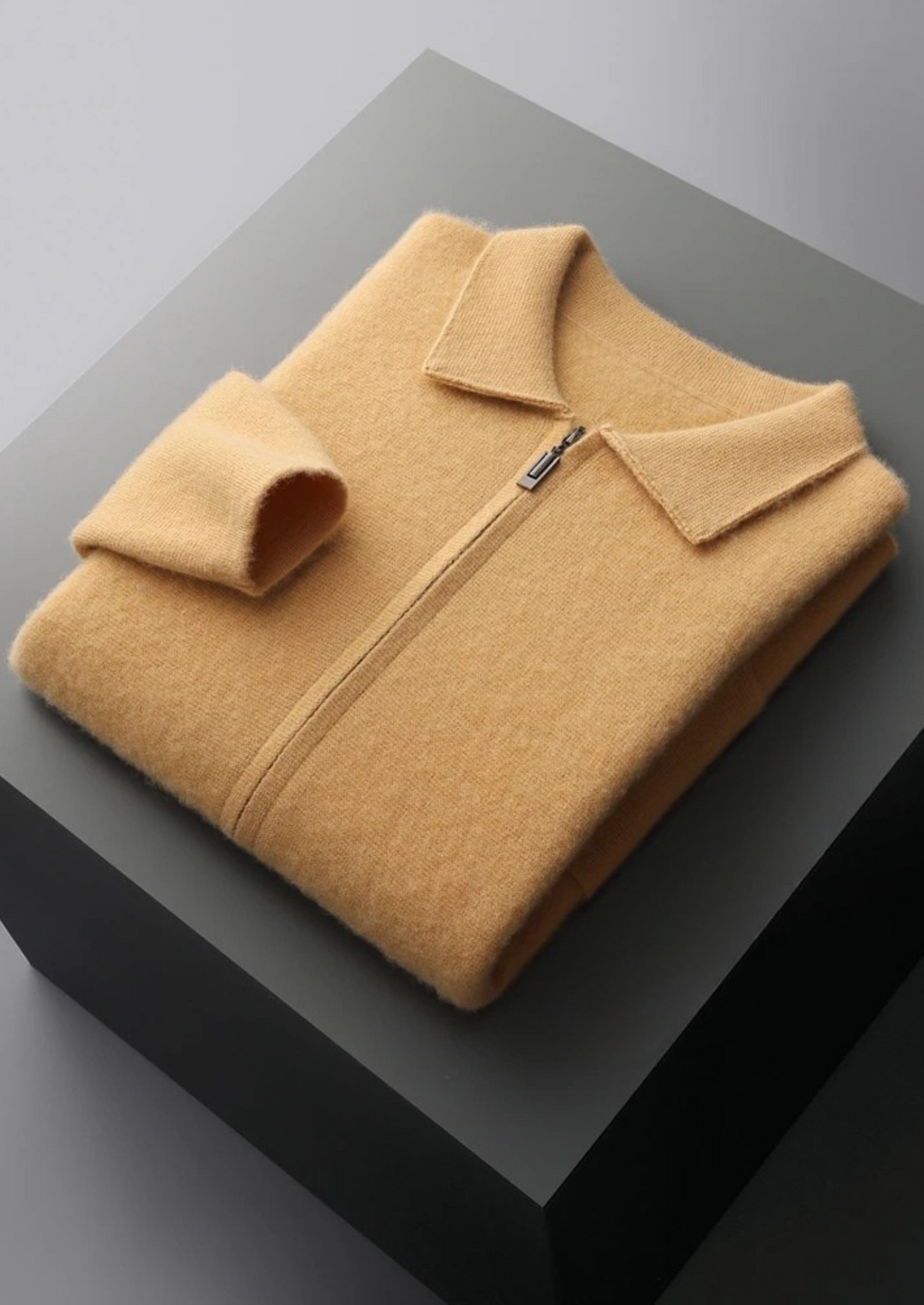 Cashmere Zipper Cardigan Gray