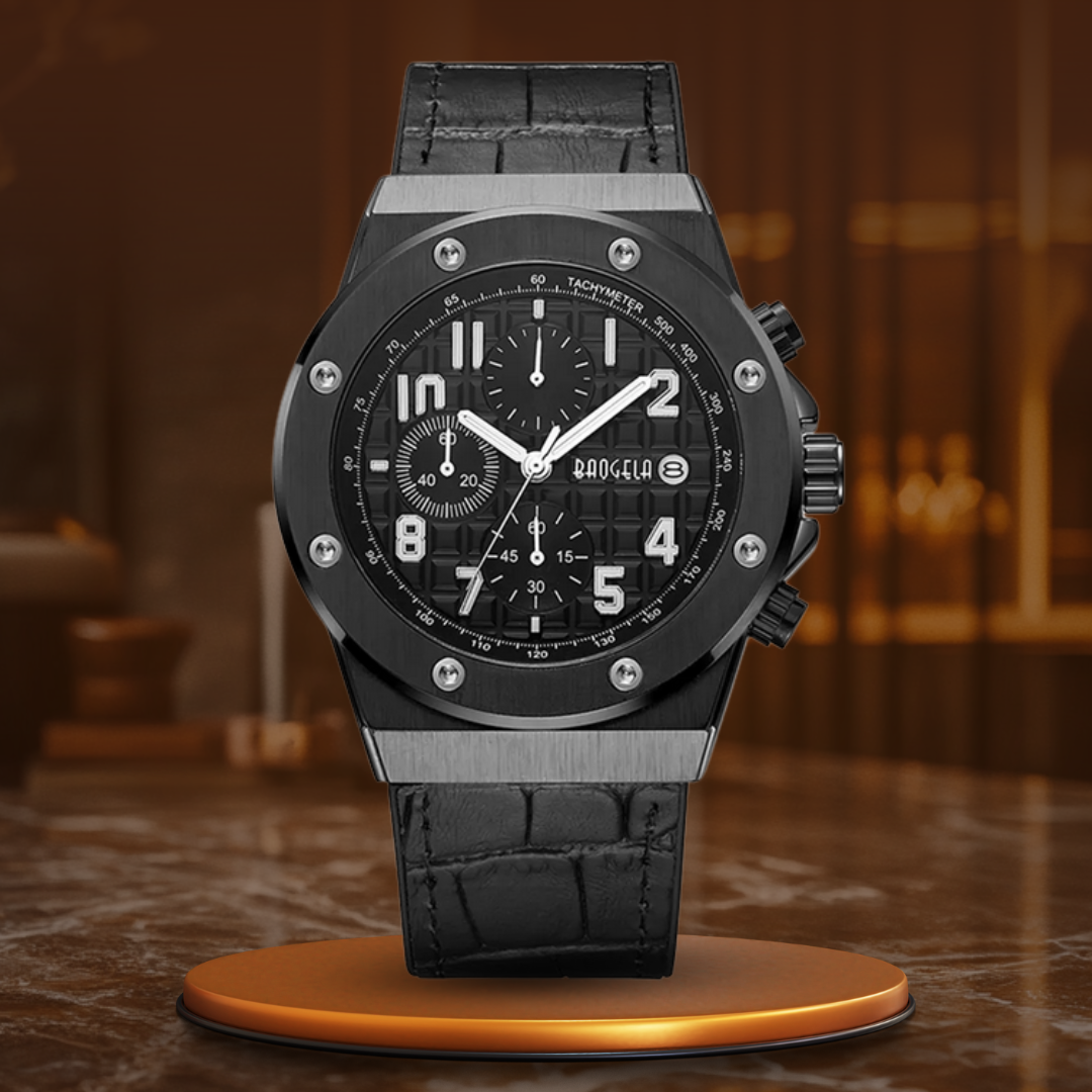 Casual Chronograph Watch with Vegan Leather Strap – Sporty and Durable
