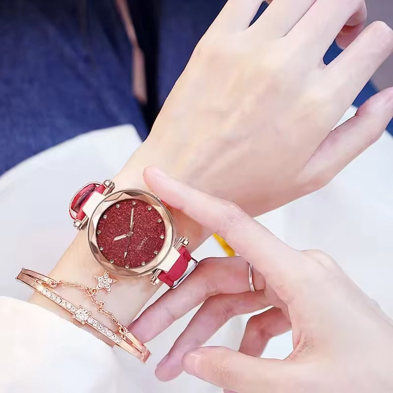 Chic Rhinestone Women's Watch with Vegan Leather Strap – Modern Elegant Ladies Watch for Casual and Formal Wear 1