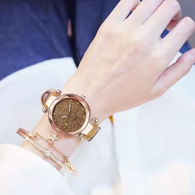 Chic Rhinestone Women's Watch with Vegan Leather Strap – Modern Elegant Ladies Watch for Casual and Formal Wear 2