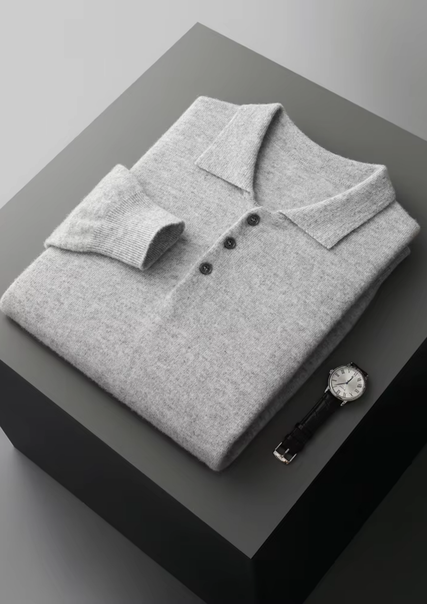 Classic Polo Sweater Navy Extra-Fine Merino Wool 0