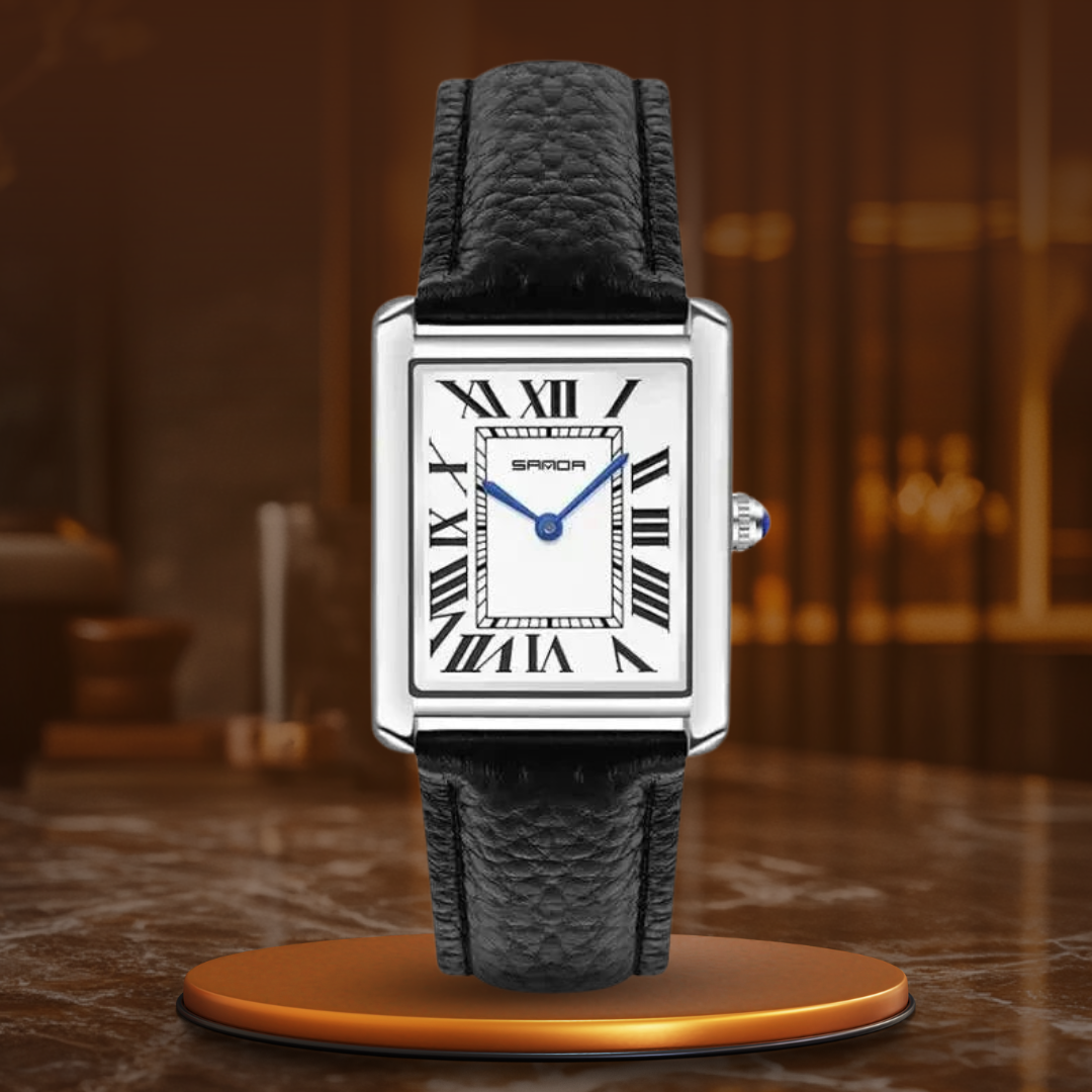 Couples Watches Black Leather Quartz Square Dial Wrist Watch Set 10