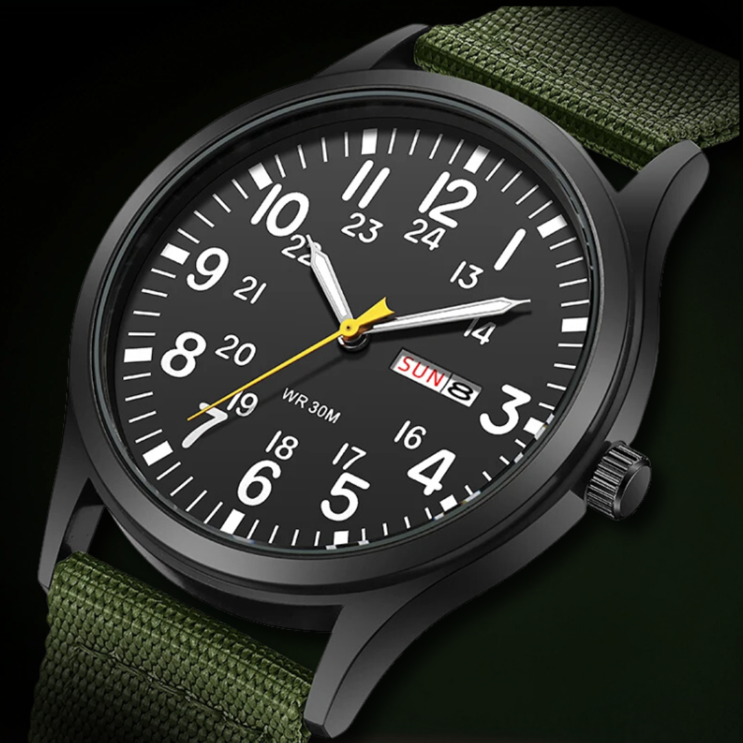 Durable Field Watch with Fabric Strap – Rugged Design, Precision Quartz Movement for Outdoor Adventures