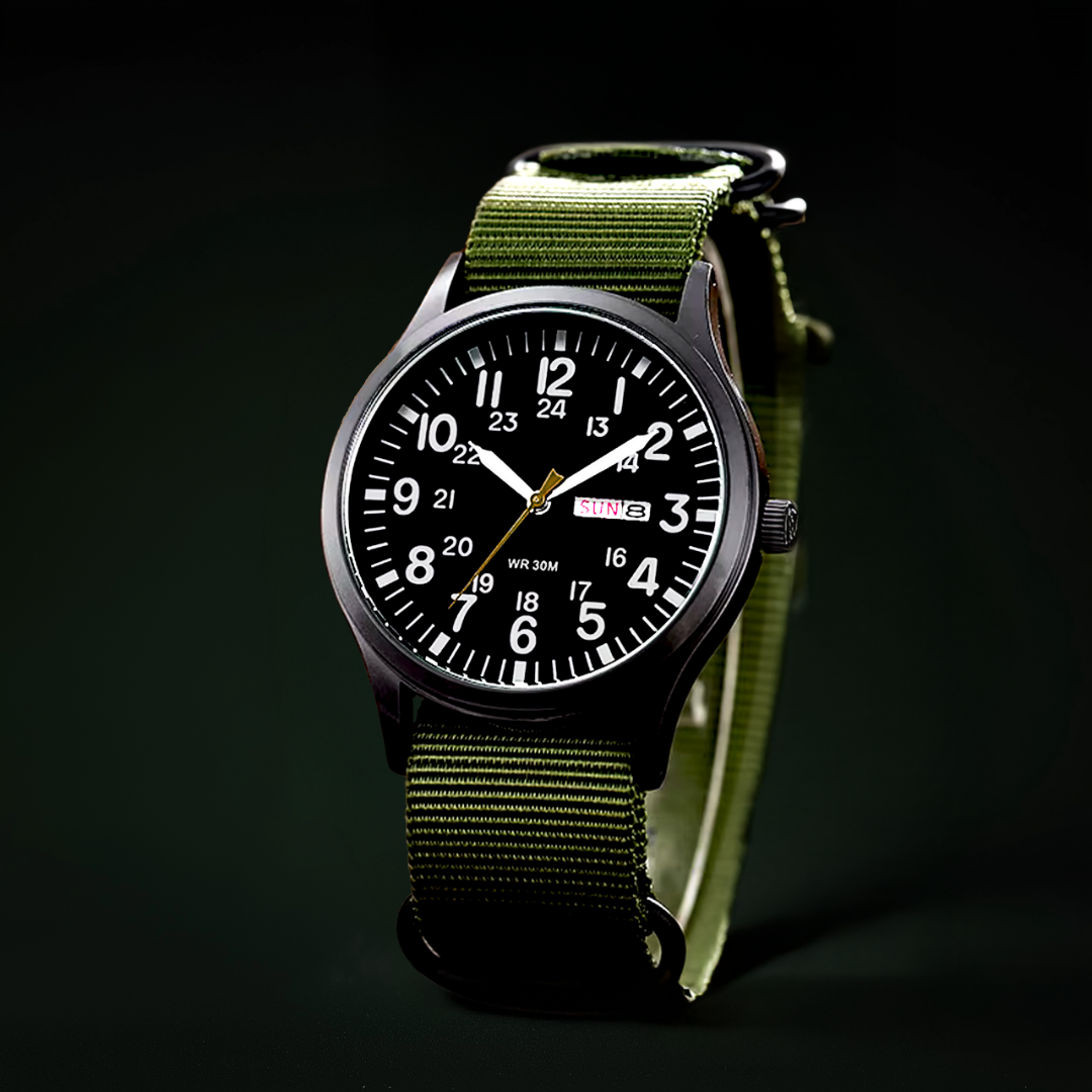 Durable Field Watch with Fabric Strap – Rugged Design, Precision Quartz Movement for Outdoor Adventures
