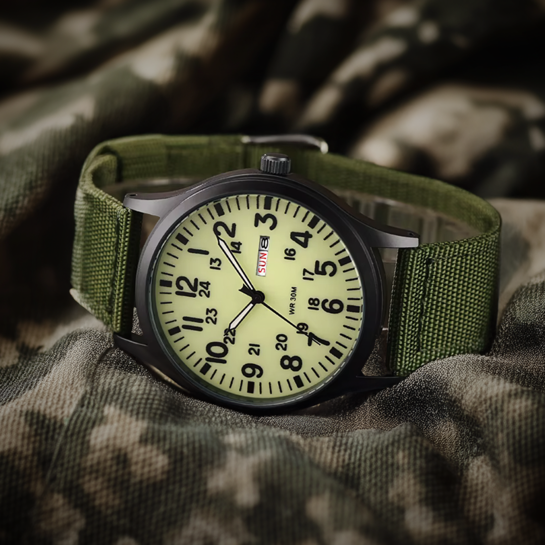 Durable Field Watch with Fabric Strap – Rugged Design, Precision Quartz Movement for Outdoor Adventures