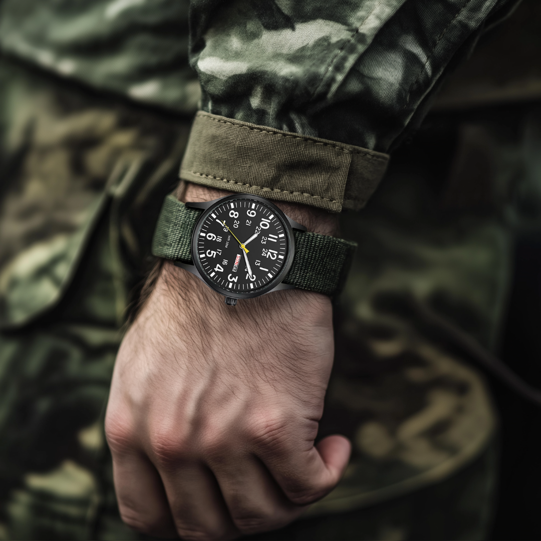 Durable Field Watch with Fabric Strap – Rugged Design, Precision Quartz Movement for Outdoor Adventures