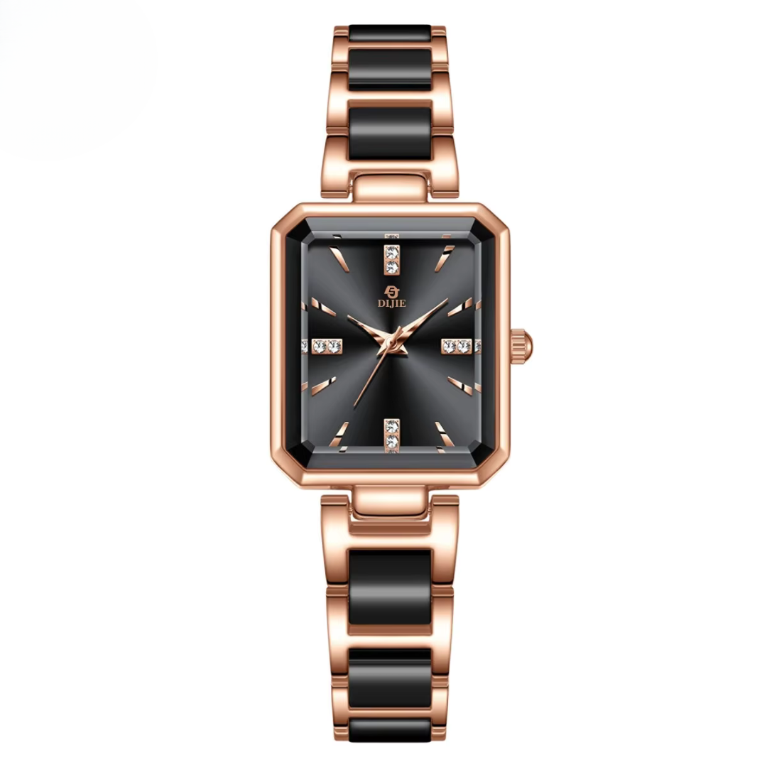 Elegant Square Quartz Women's Watch with Diamond Accents and Stainless Steel Band - Water Resistant, Luminous Dial 9
