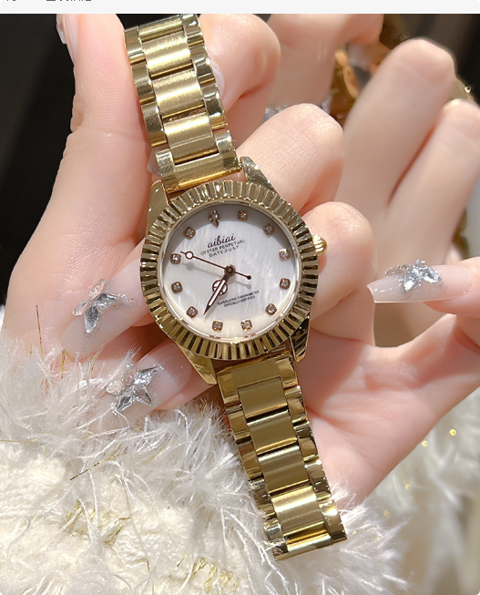 Elegant Women's Crystal Watch with Leather or Stainless Steel Strap – Timeless Luxury Timepiece 6