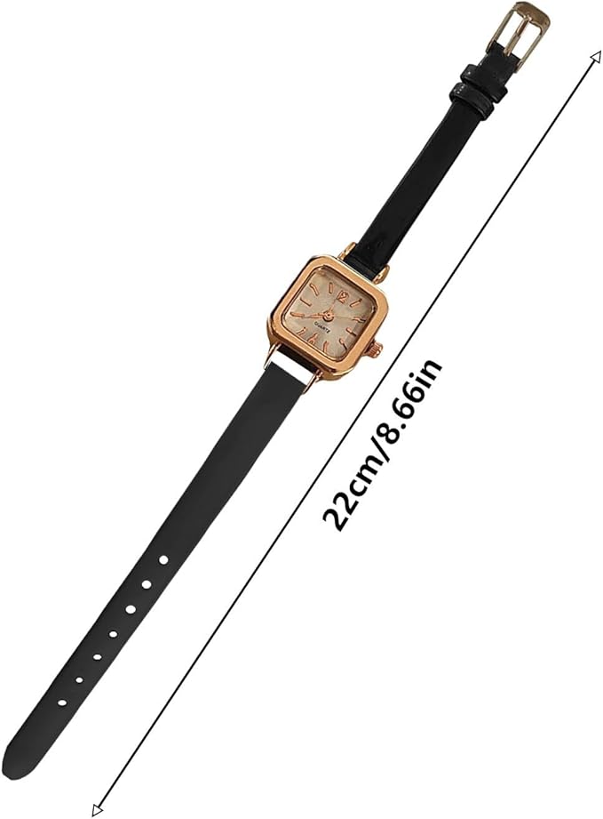 Elegant Women's Quartz Watch with Small Square Dial and Leather Strap – Stylish Ladies Watch for Any Occasion