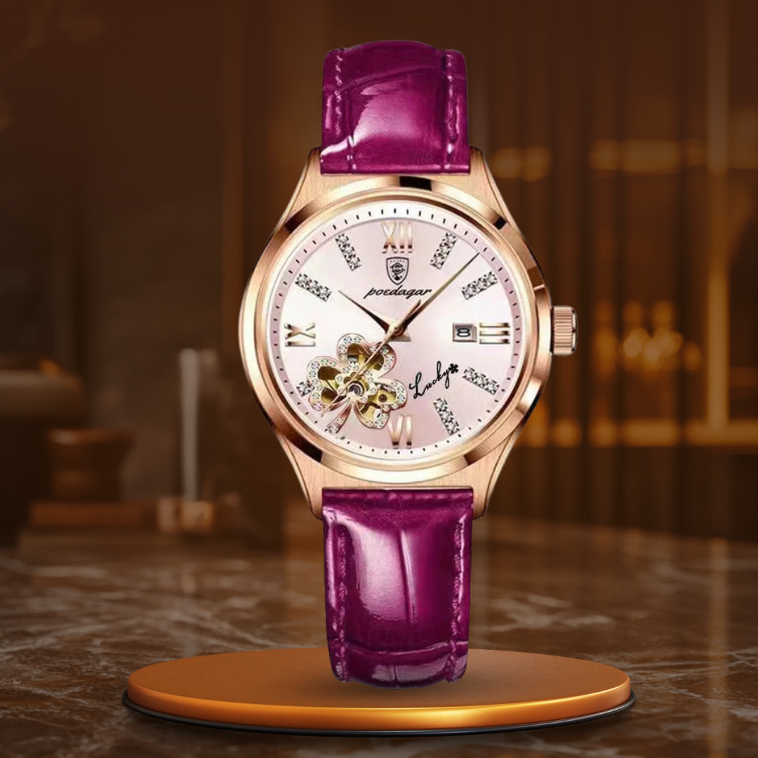 Elegant Women's Watch with Moonphase Dial and Leather Strap – Water Resistant Quartz Ladies Watch 10