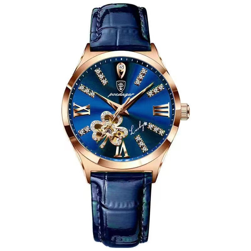 Elegant Women's Watch with Moonphase Dial and Leather Strap – Water Resistant Quartz Ladies Watch 3