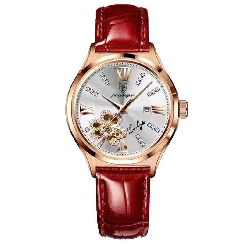 Elegant Women's Watch with Moonphase Dial and Leather Strap – Water Resistant Quartz Ladies Watch 6