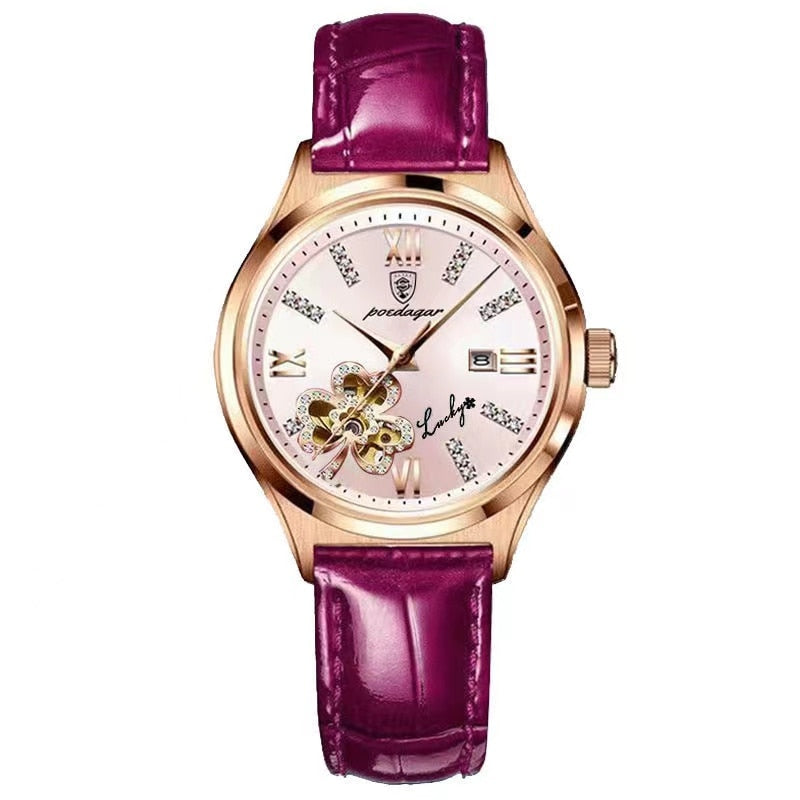 Elegant Women's Watch with Moonphase Dial and Leather Strap – Water Resistant Quartz Ladies Watch 7