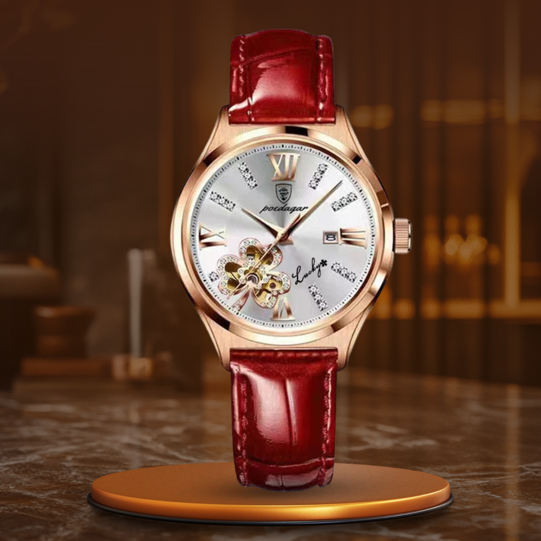 Elegant Women's Watch with Moonphase Dial and Leather Strap – Water Resistant Quartz Ladies Watch 9