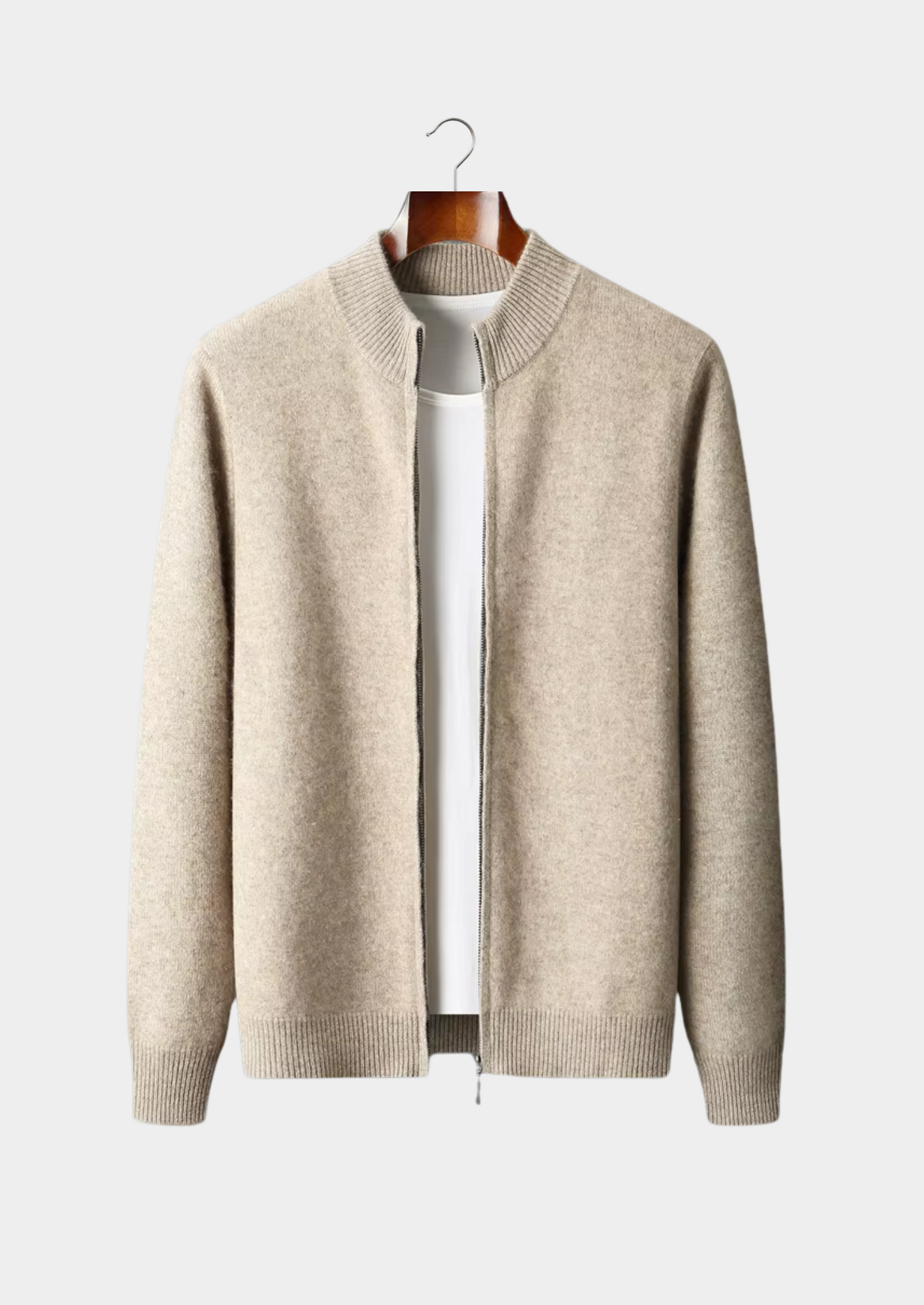 Extra-Fine Merino Wool Zipper Cardigan