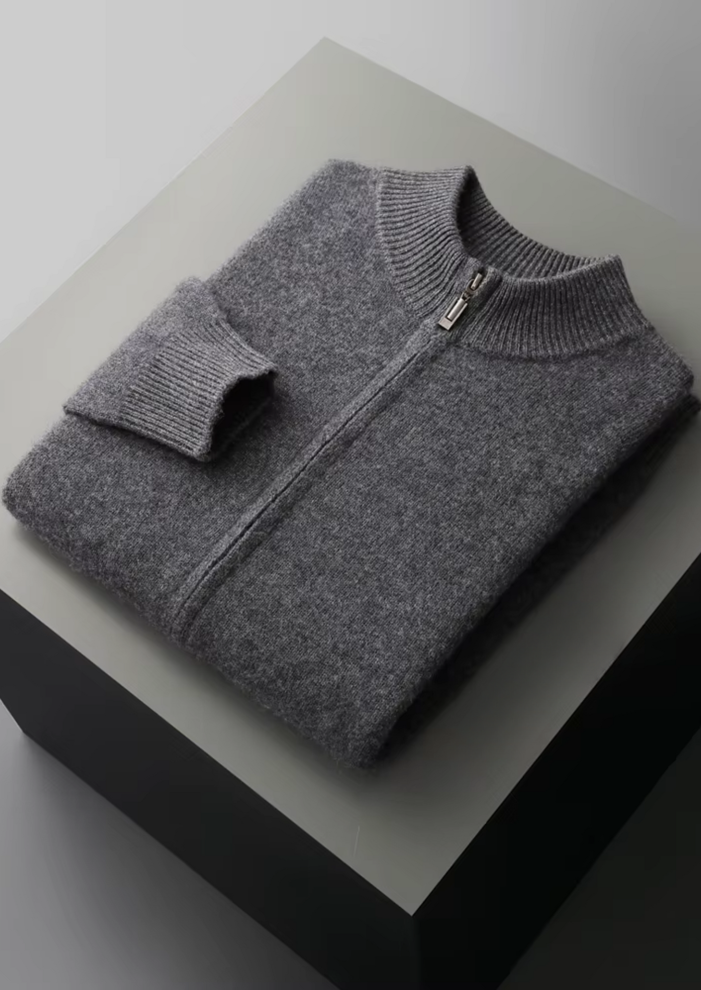 Extra-Fine Merino Wool Zipper Cardigan
