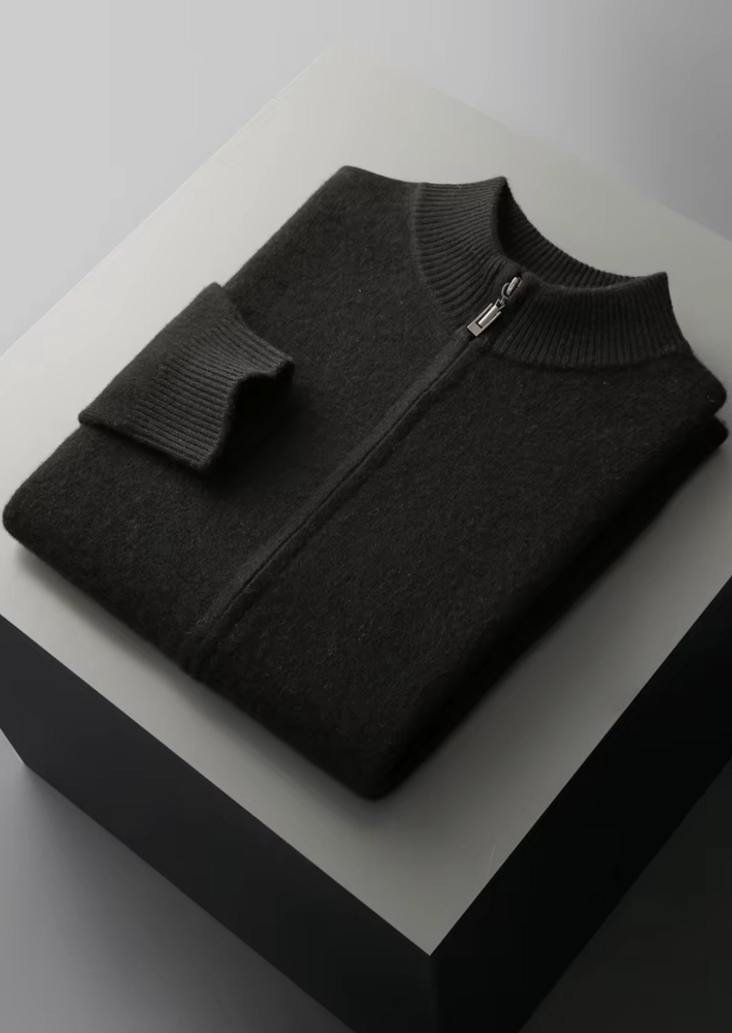 Extra-Fine Merino Wool Zipper Cardigan