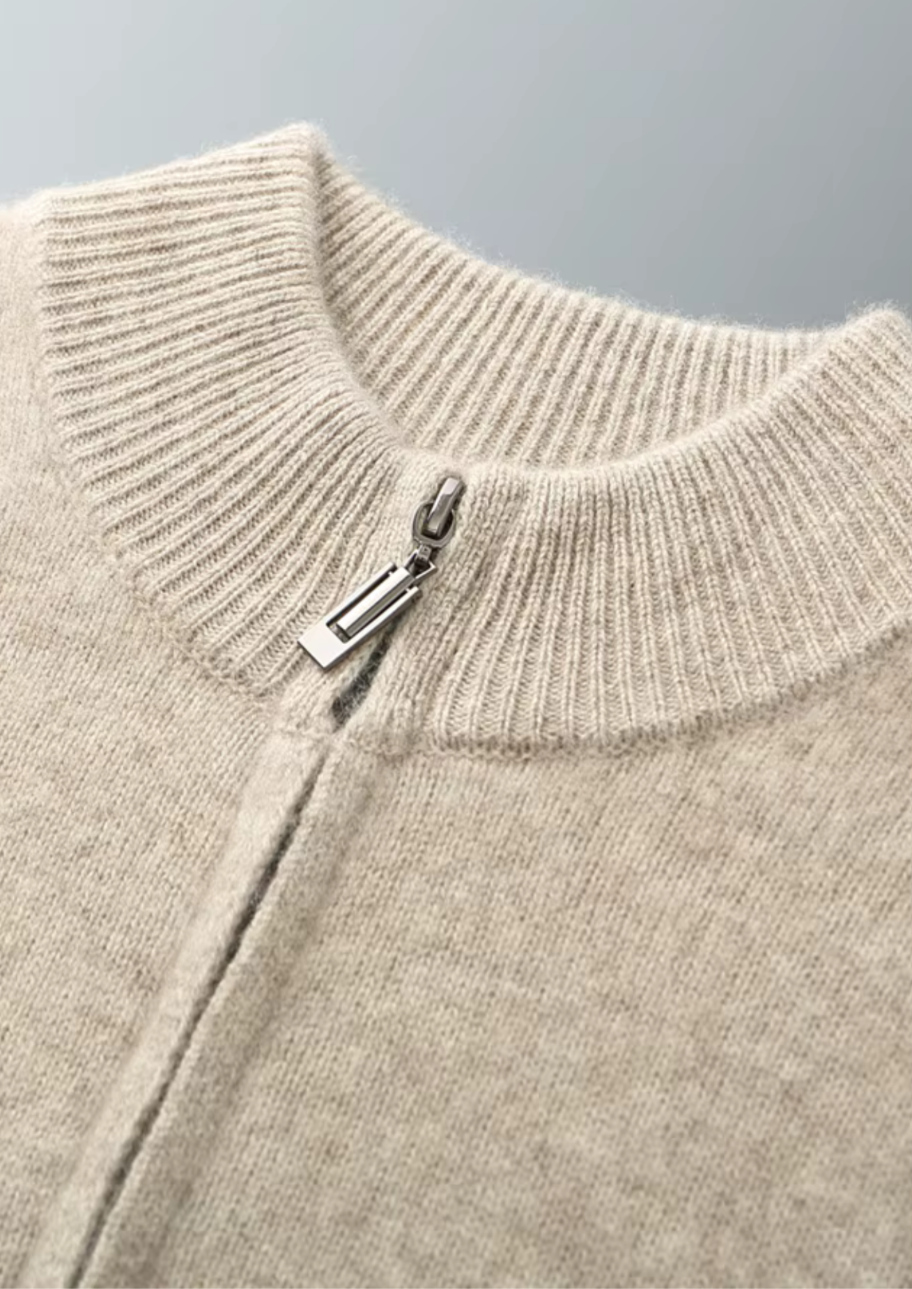Extra-Fine Merino Wool Zipper Cardigan