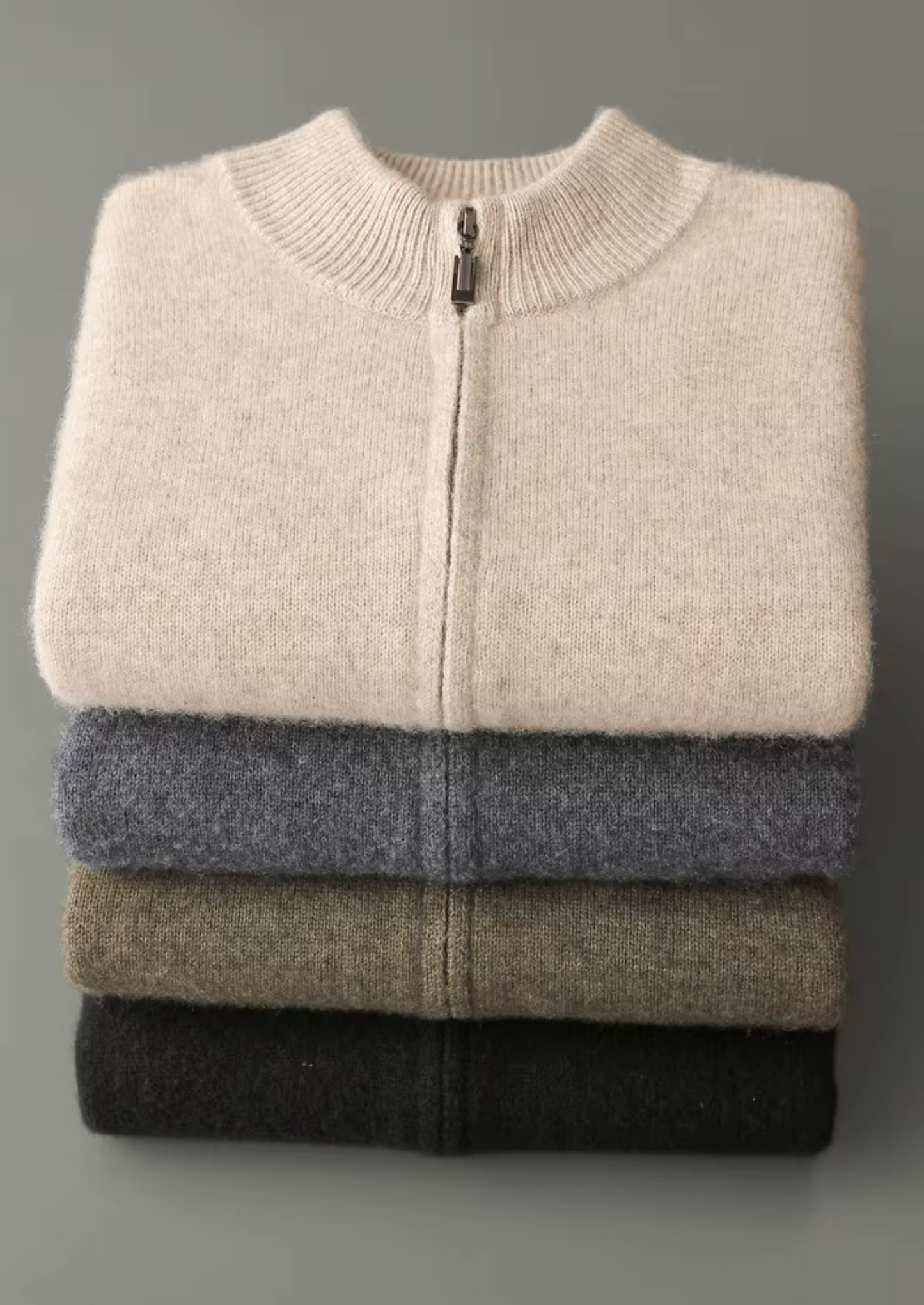 Extra-Fine Merino Wool Zipper Cardigan