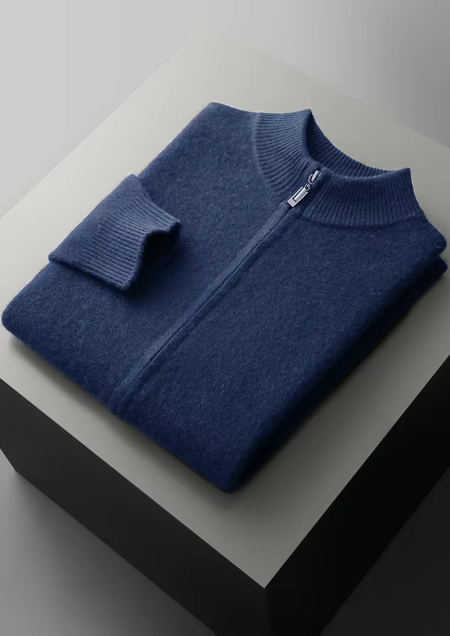 Extra-Fine Merino Wool Zipper Cardigan