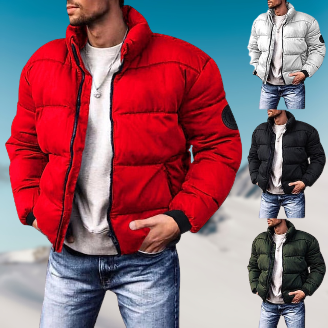 Men's Padded Winter Jacket with Zip - Warm, Stylish, and Durable Outerwear for Cold Weather Adventures