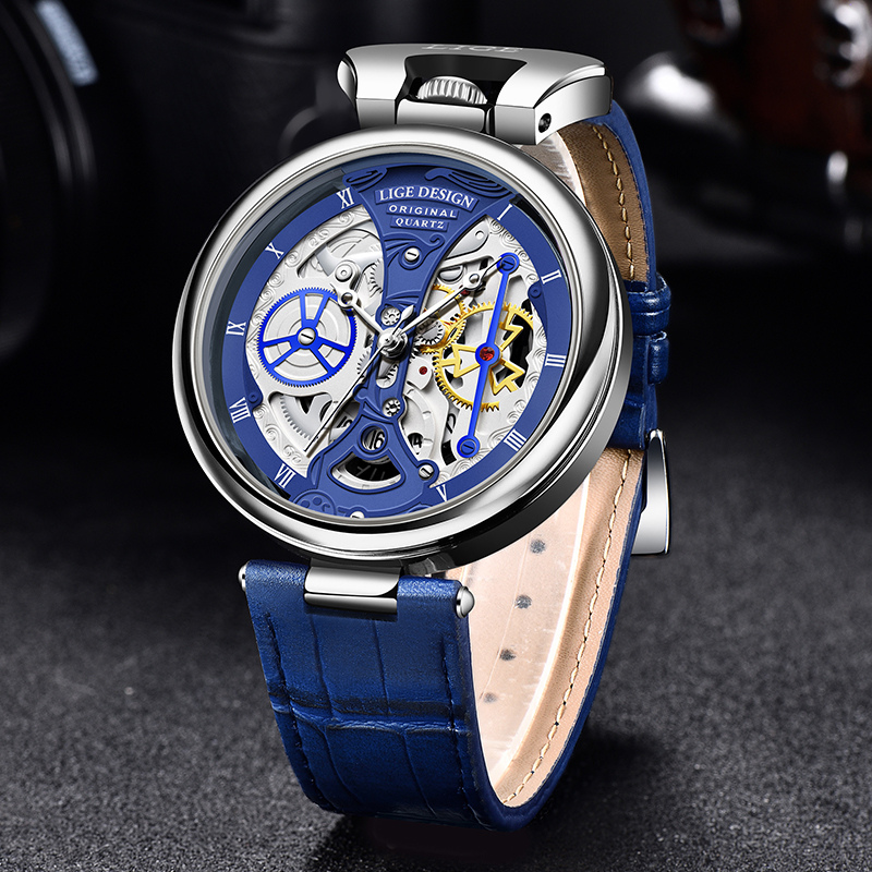 Fashion Hollow Business Watch with Skeleton Design and Leather Strap – Quartz Timepiece for Men 3