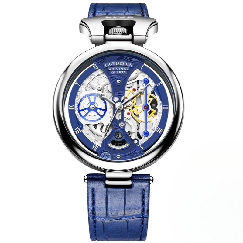 Fashion Hollow Business Watch with Skeleton Design and Leather Strap – Quartz Timepiece for Men 6