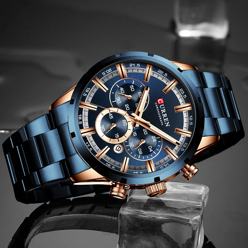 Men’s Classic Quartz Chronograph Watch – Large Case with Luminous Display