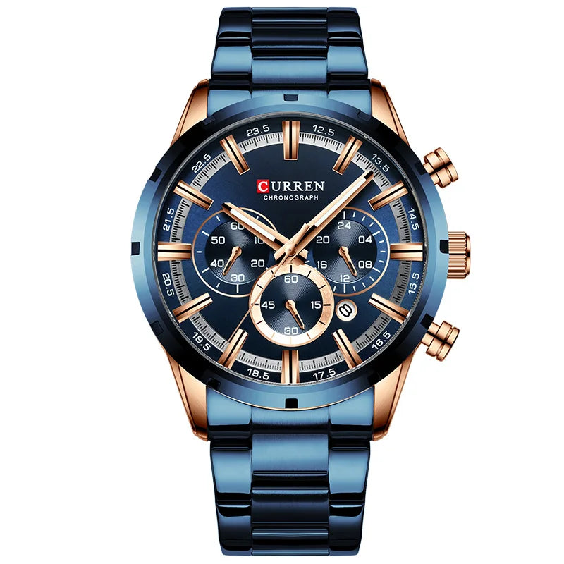 Men’s Classic Quartz Chronograph Watch – Large Case with Luminous Display
