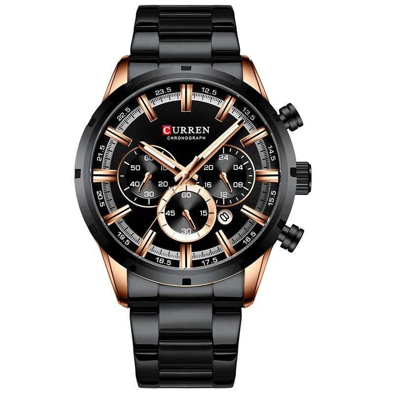 Men’s Classic Quartz Chronograph Watch – Large Case with Luminous Display