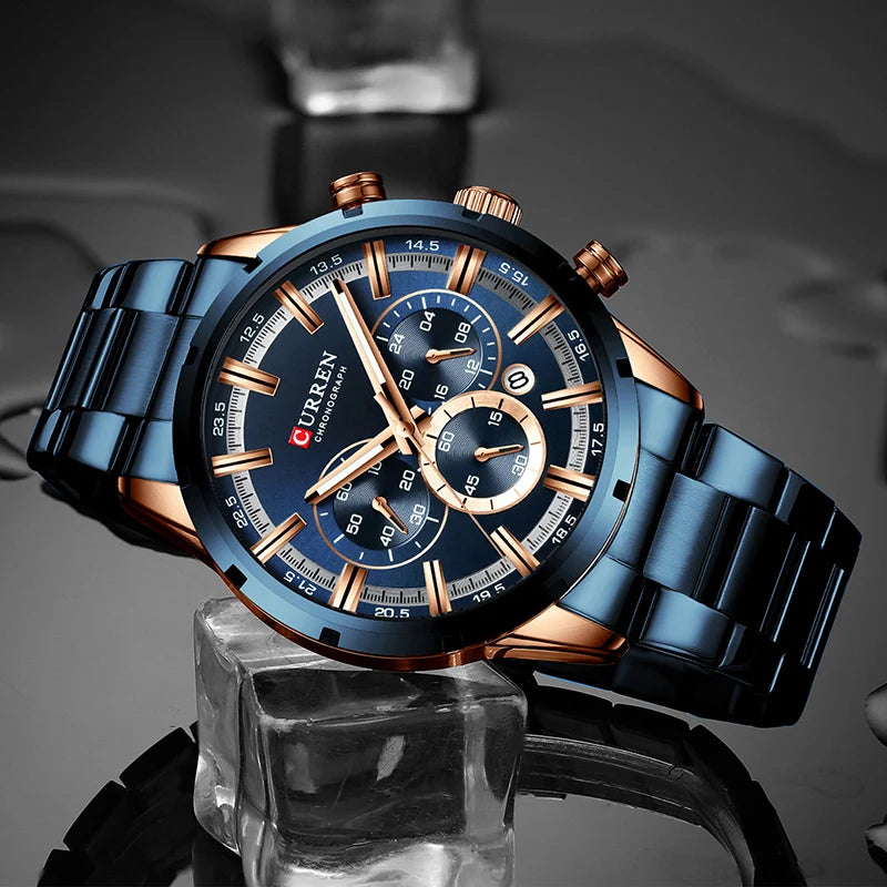 Men’s Classic Quartz Chronograph Watch – Large Case with Luminous Display