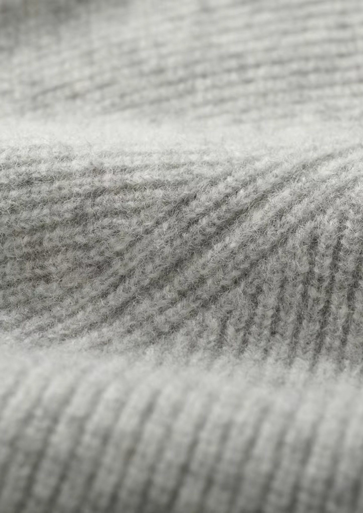 Hoodie Grey Extra-Fine Merino Wool Ribbed Zip