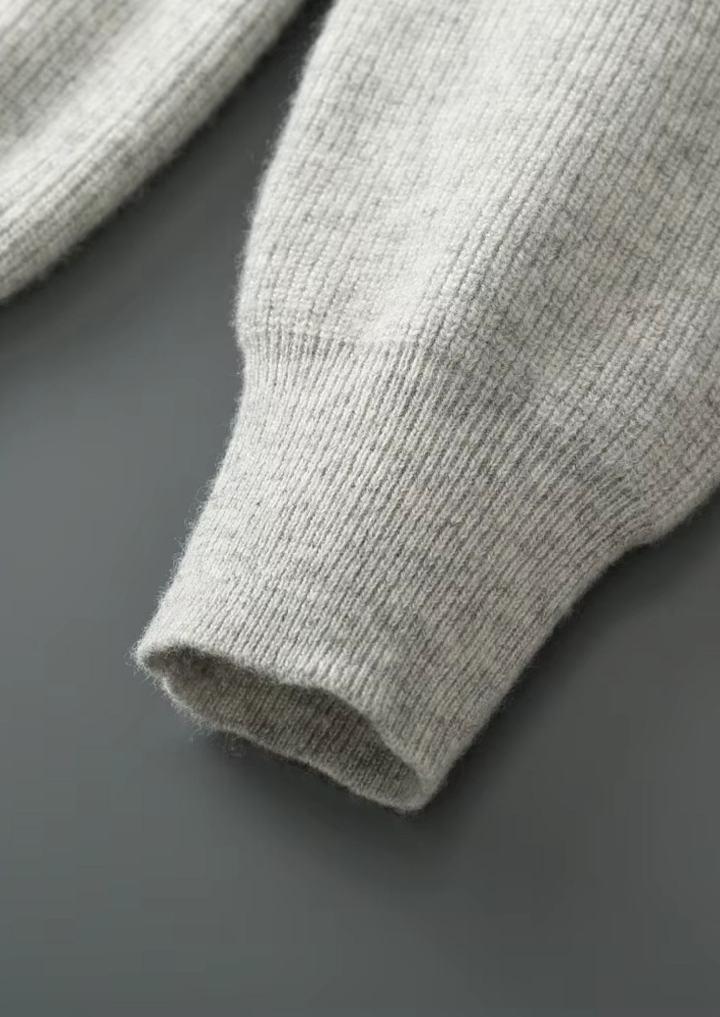 Hoodie Grey Extra-Fine Merino Wool Ribbed Zip