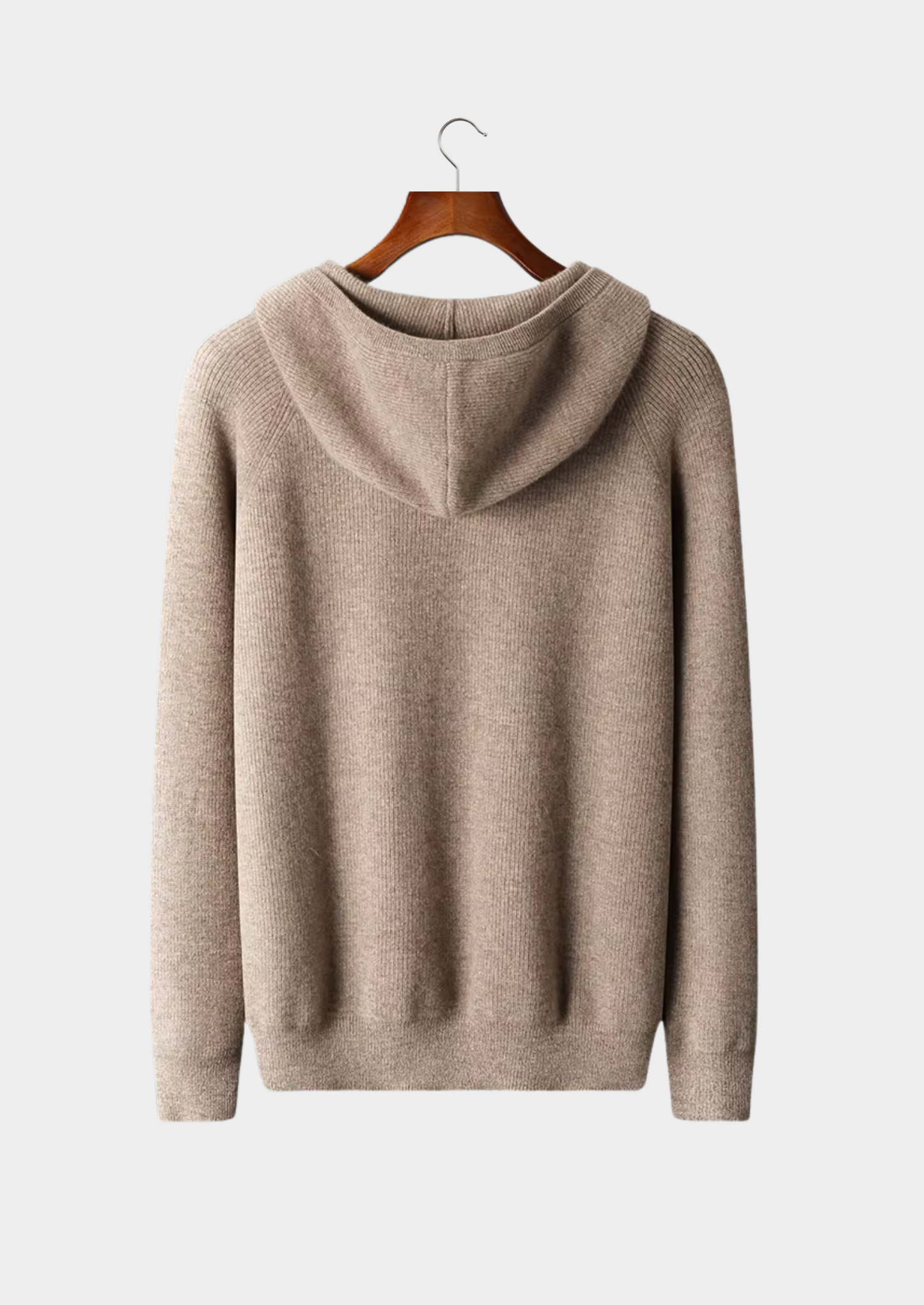 Hoodie Grey Extra-Fine Merino Wool Ribbed Zip