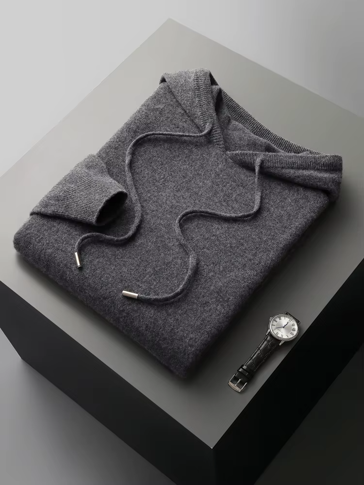 Leisure Hoodie Gray Extra-Fine Merino Wool 10