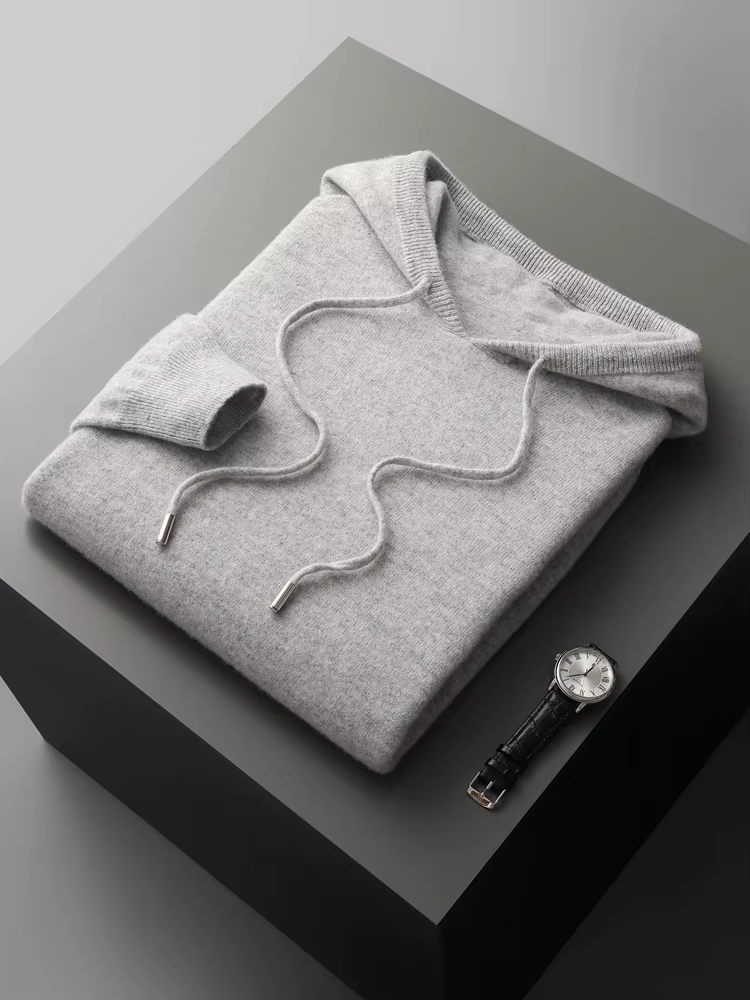 Leisure Hoodie Gray Extra-Fine Merino Wool 12