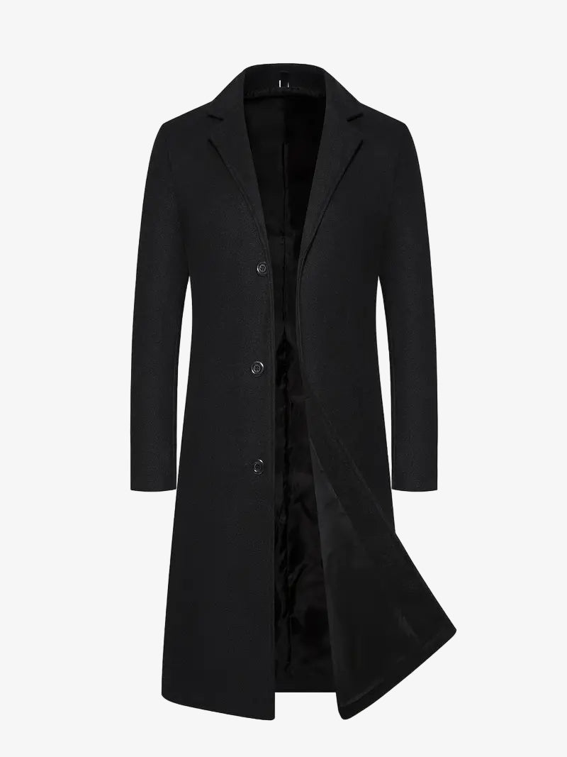 Luca – Long Winter Coat with Lapel Collar