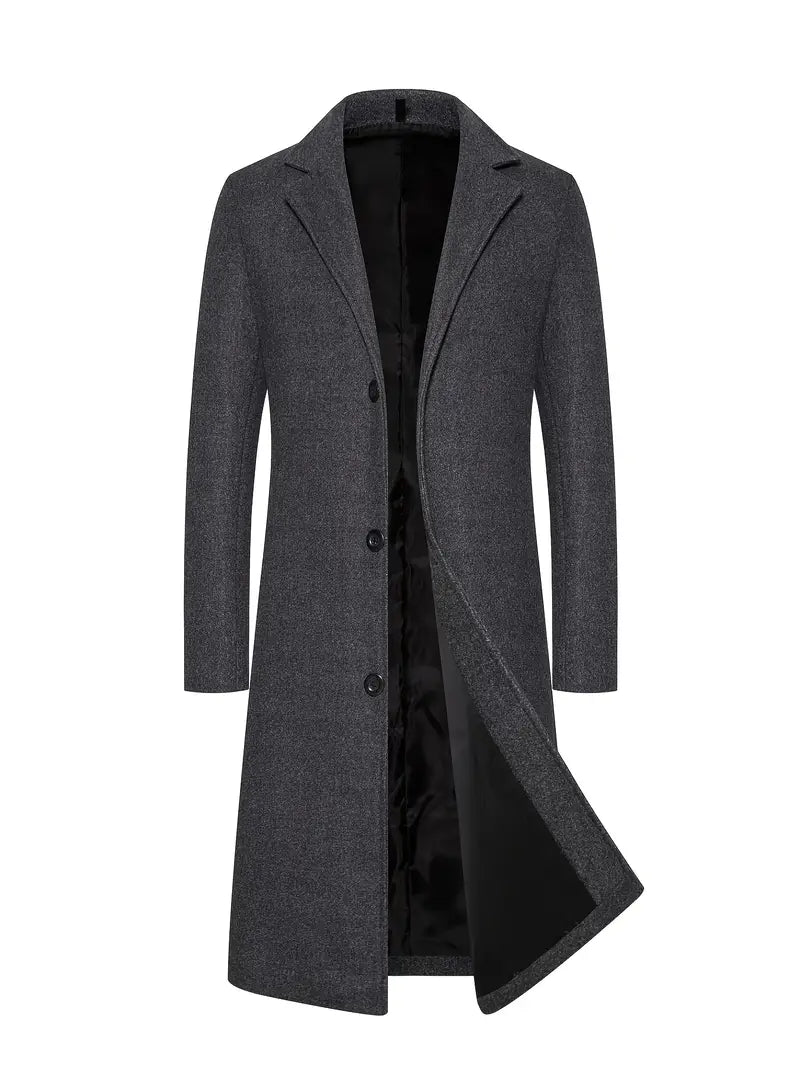 Luca – Long Winter Coat with Lapel Collar