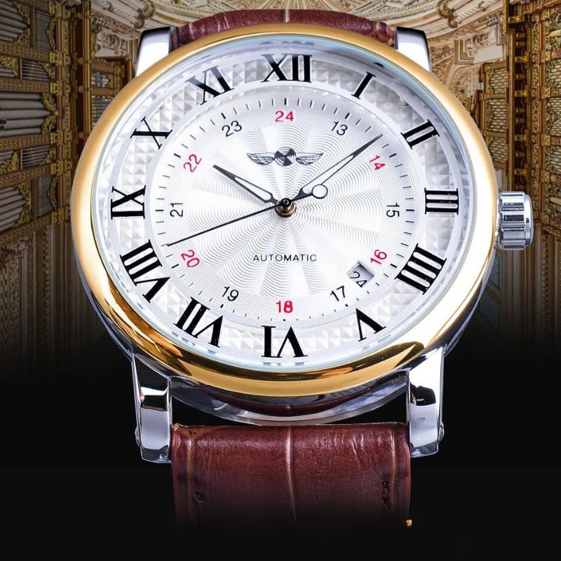 Luxury Automatic Leather Watch with Calendar Function – Elegant Timepiece for Men 6