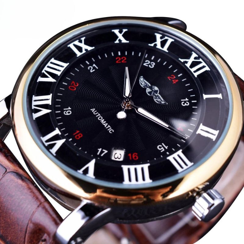 Luxury Automatic Leather Watch with Calendar Function – Elegant Timepiece for Men 7