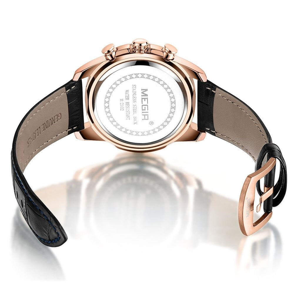 Luxury Military Chronograph Sports Watch with Leather Strap – Water Resistant and Precise Quartz Movement 5