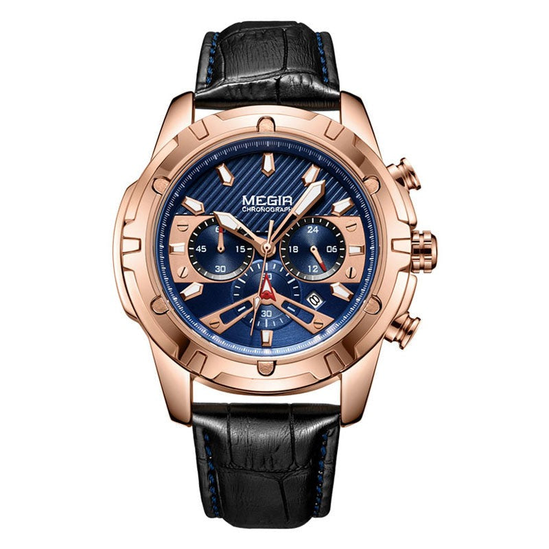 Luxury Military Chronograph Sports Watch with Leather Strap – Water Resistant and Precise Quartz Movement 6