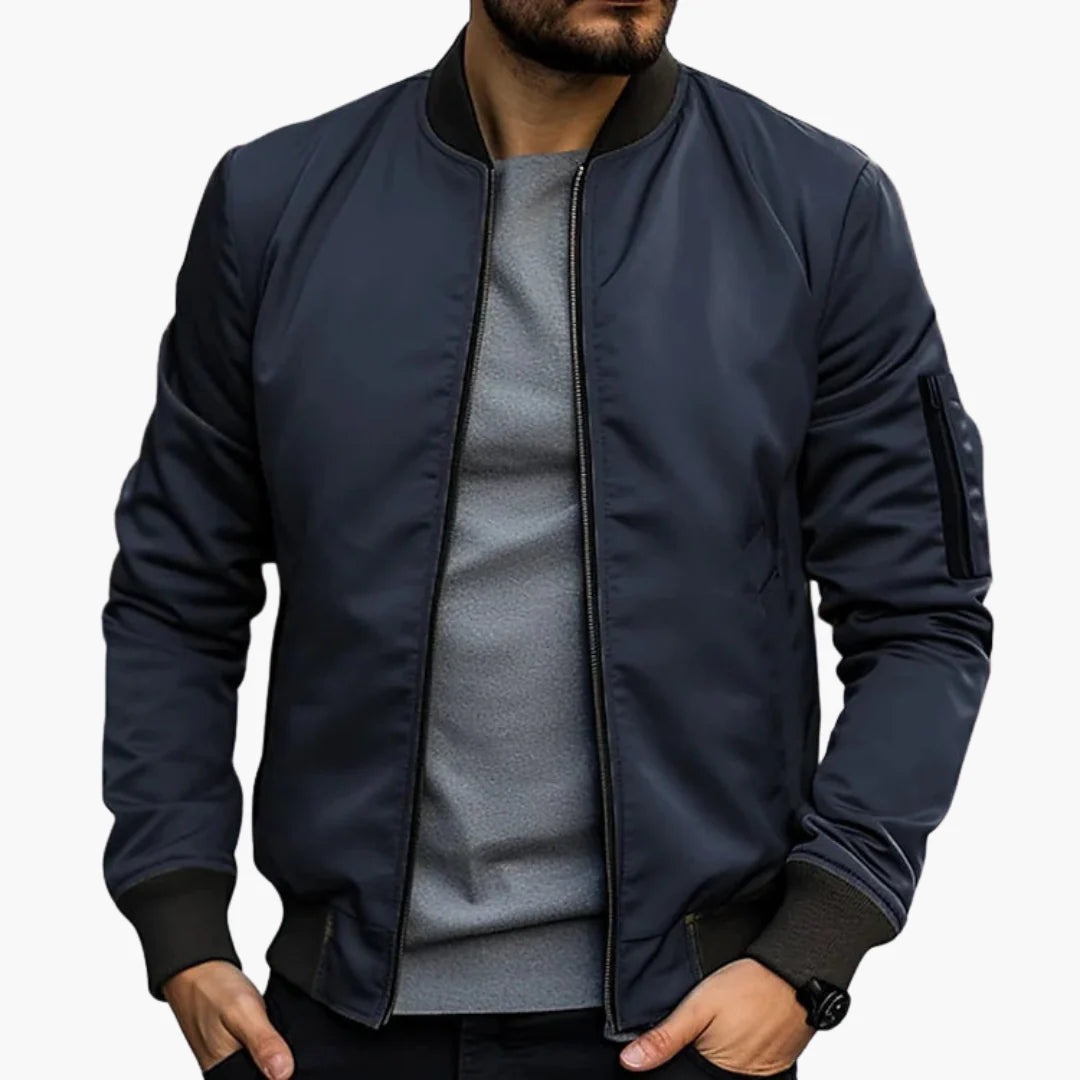 Men's Bomber Jacket Black Durable Fabric 1