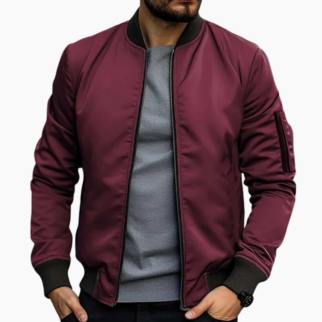 Men's Bomber Jacket Black Durable Fabric 2