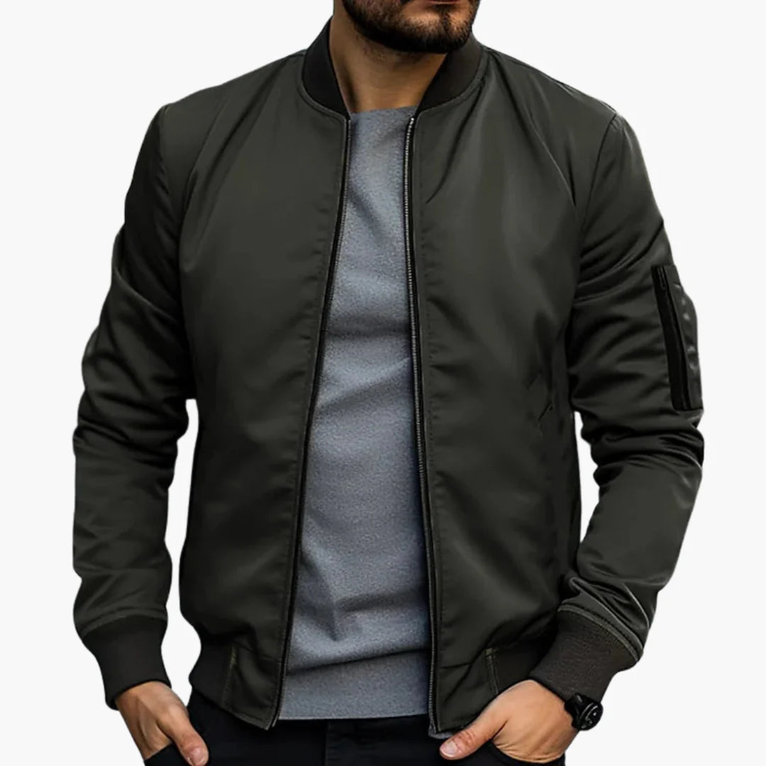 Men's Bomber Jacket Black Durable Fabric 4