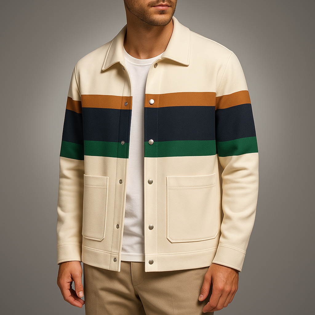 Men's Cardigan Blue Recycled Blend Lightweight with Pouch Pockets